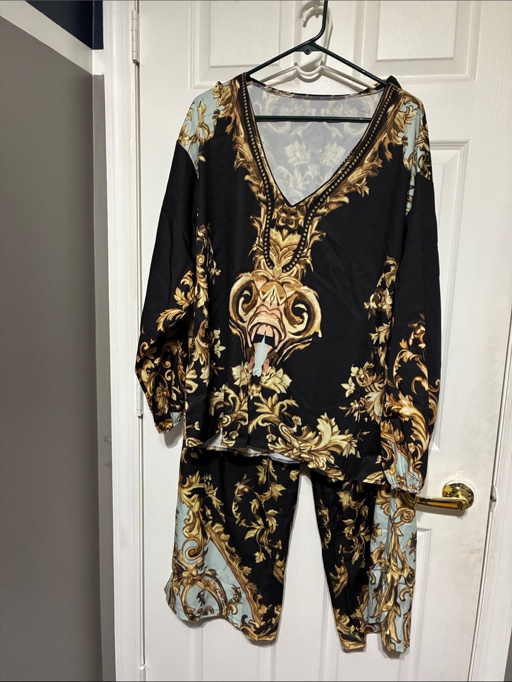 Black and Gold Baroque Pajama Set
